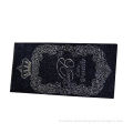 Custom Made Black Clothing Woven Labels For Packages With Fabric Backing